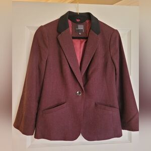 The Limited Women's Burgundy And Black Trim Blazer - 3 Quarter Length